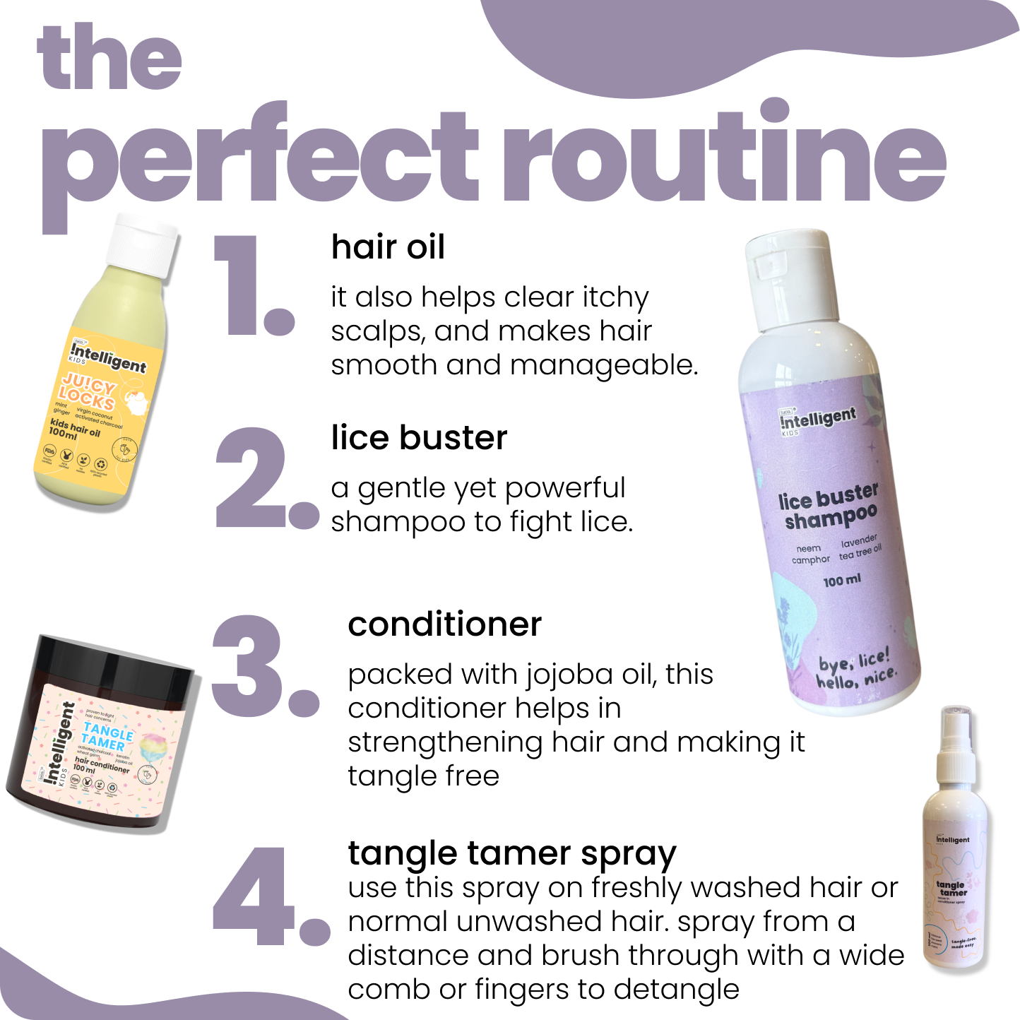 Ultimate Lice Fighter Kit: Lice Shampoo 100ml + Hair Oil 100ml + Conditioner 100g + Hair Detangler 100ml