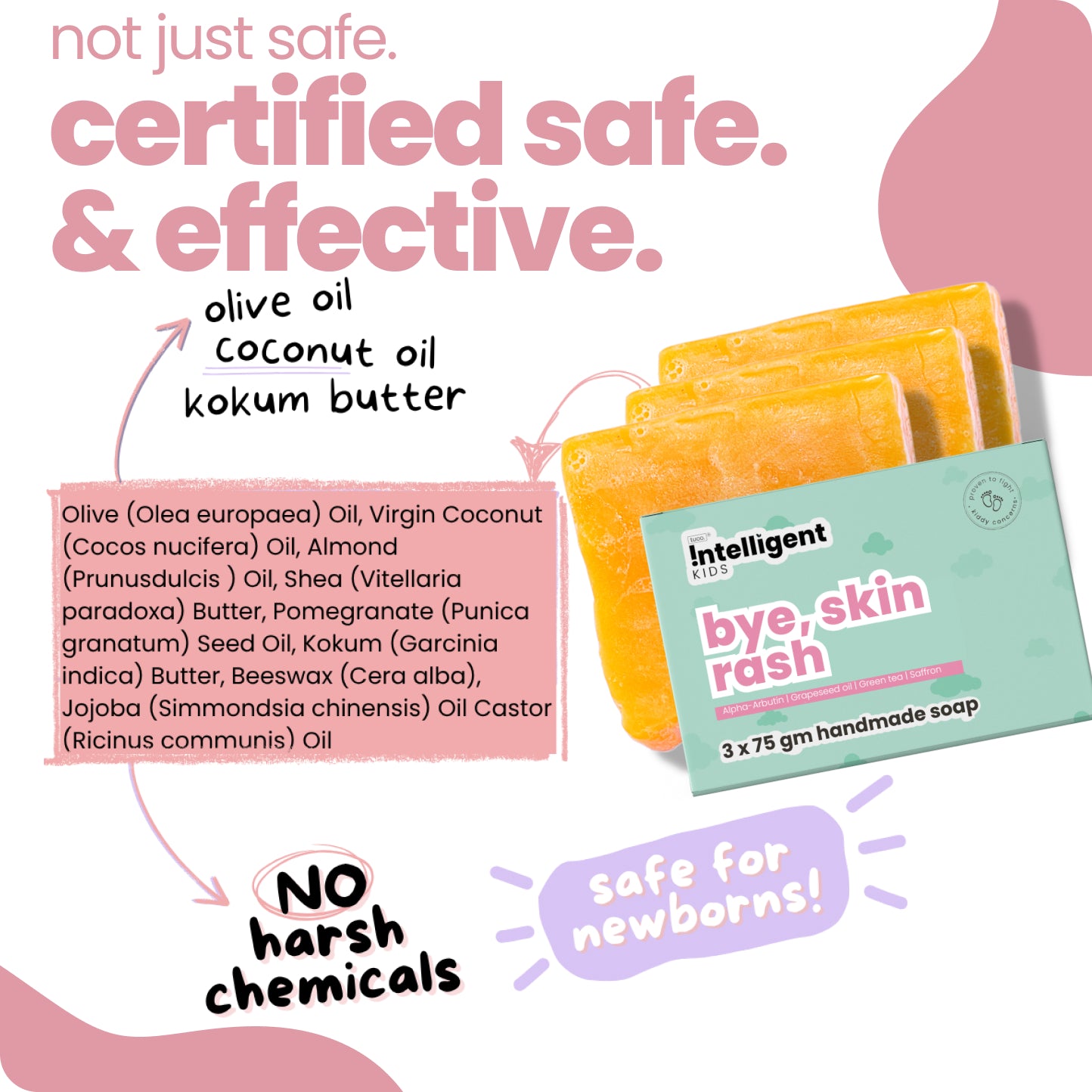 Bye, skin rash natural soap for kids - 3x75g