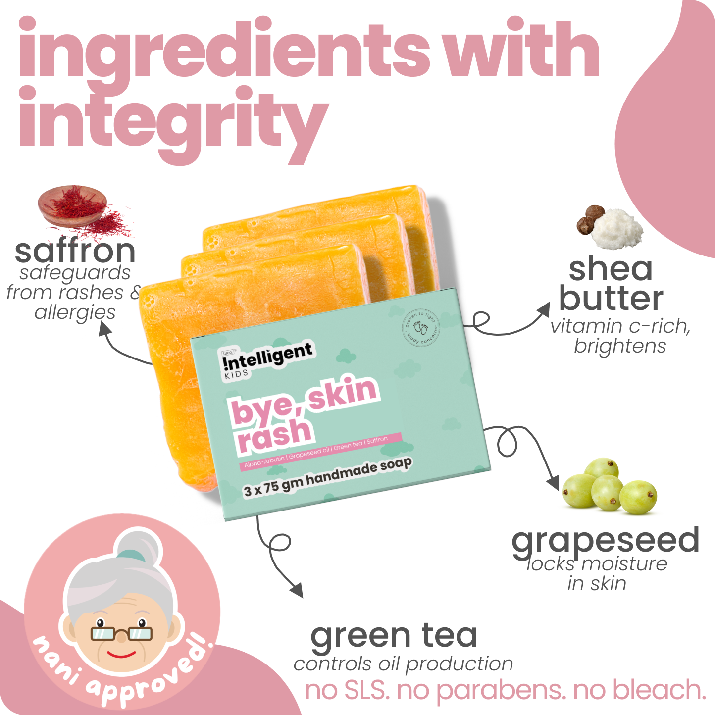 Bye, skin rash natural soap for kids - 3x75g