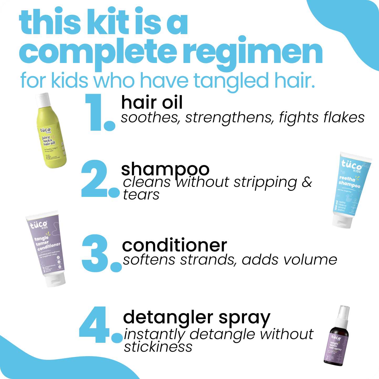 Ultimate Hair Care Regimen: Shampoo 100ml + Hair Oil 100ml + Conditioner 100g + Hair Detangler 50ml