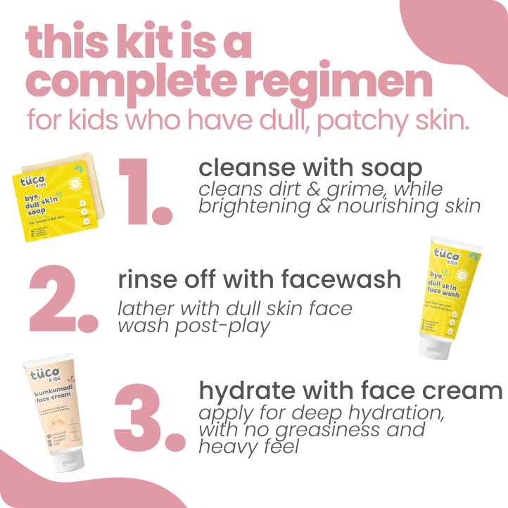 Patchy Skin regimen: Kumkumadi Face Cream + Dull Skin Face Wash + Dull Skin Soap