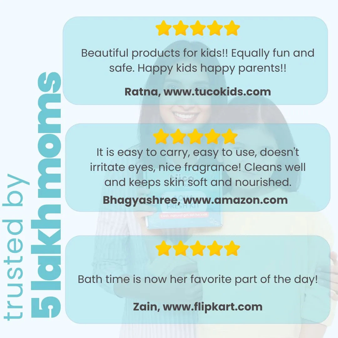 5 lakh moms trust Tuco Kids Aqua Fresh Kit - reviews praising safe fresh natural kids bath gift set