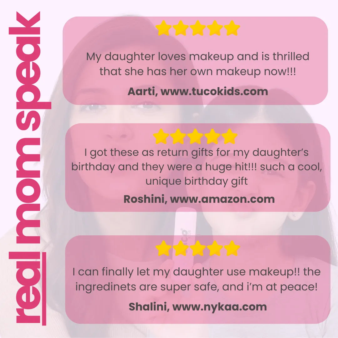 5 lakh moms trust Tuco Kids beetroot and strawberry triple tints - reviews praising safe kids lip tint