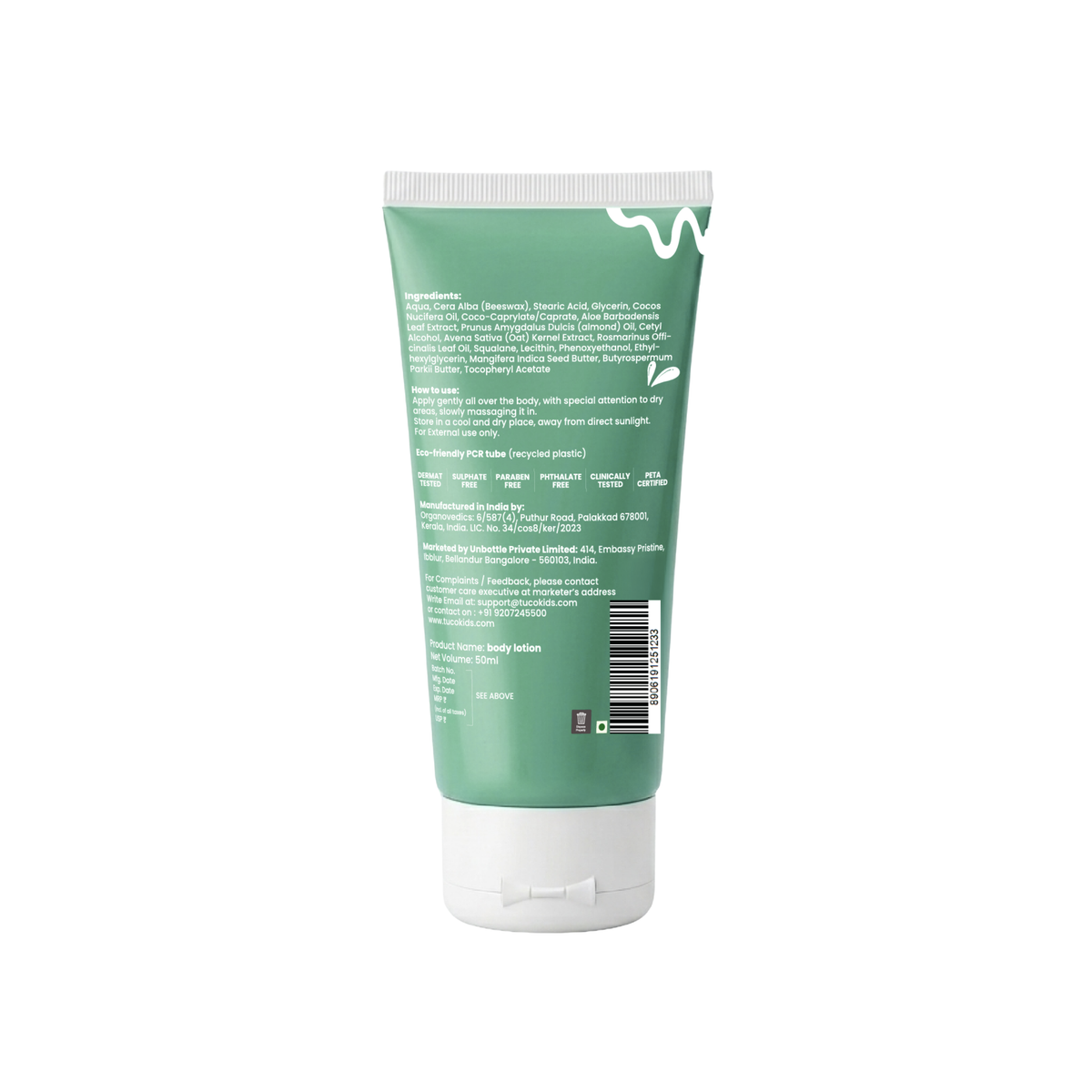 Body Lotion (50ml) — back of pack, ingredients & product details | Tuco Kids