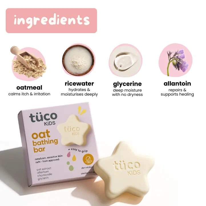 Formulated with natural plant-based ingredients like oatmeal, rice water, allantoin - perfect for growing, sensitive skin. Free from harsh and toxic chemicals.