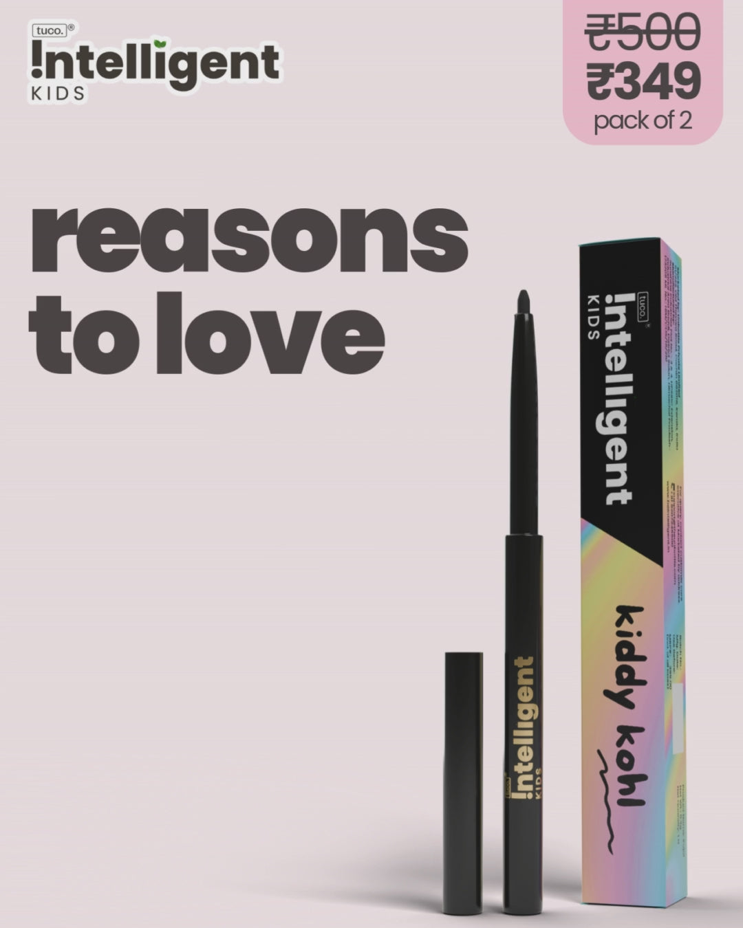 Tuco Kids Kiddy Kohl, crafted for kids aged 3+, is infused with Castor Oil to nourish lashes, Carbon Black for bold pigment, and Beeswax for a smooth glide.