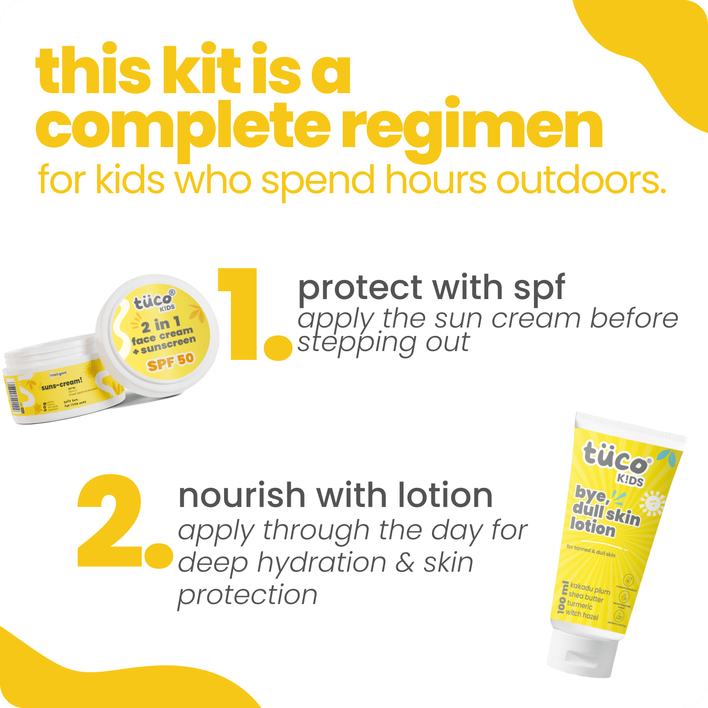 Bye, Dull Skin Kit Lotion + Sunscreen SPF50 - Tuco Kids