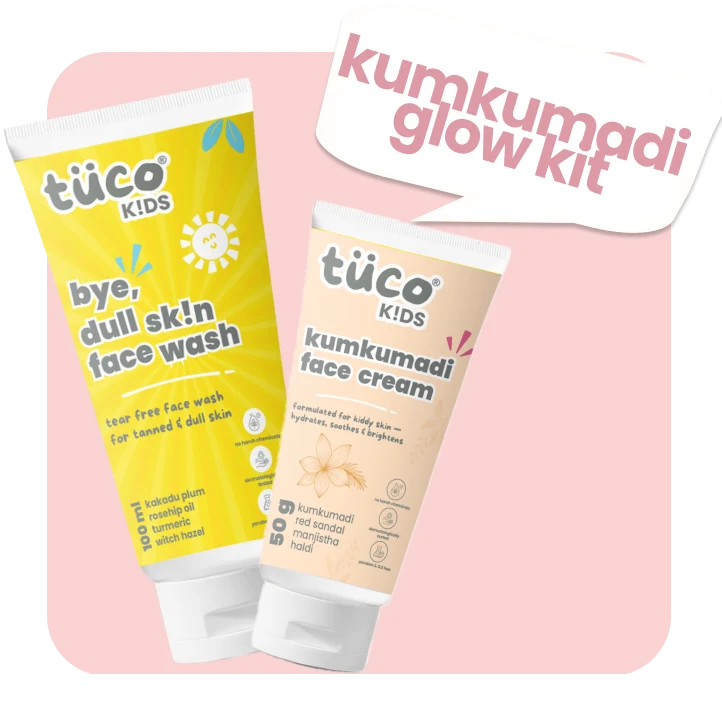 Tuco Kids Kumkumadi Glow Kit featuring Dull Skin Face Wash and Kumkumadi Cream – natural skincare for bright, even-toned skin