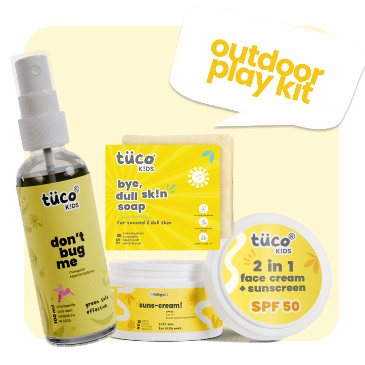 Outdoor Play Kit : Sunscreen + Dull Skin Soap + Mosquito Repellent Spray - Tuco Kids