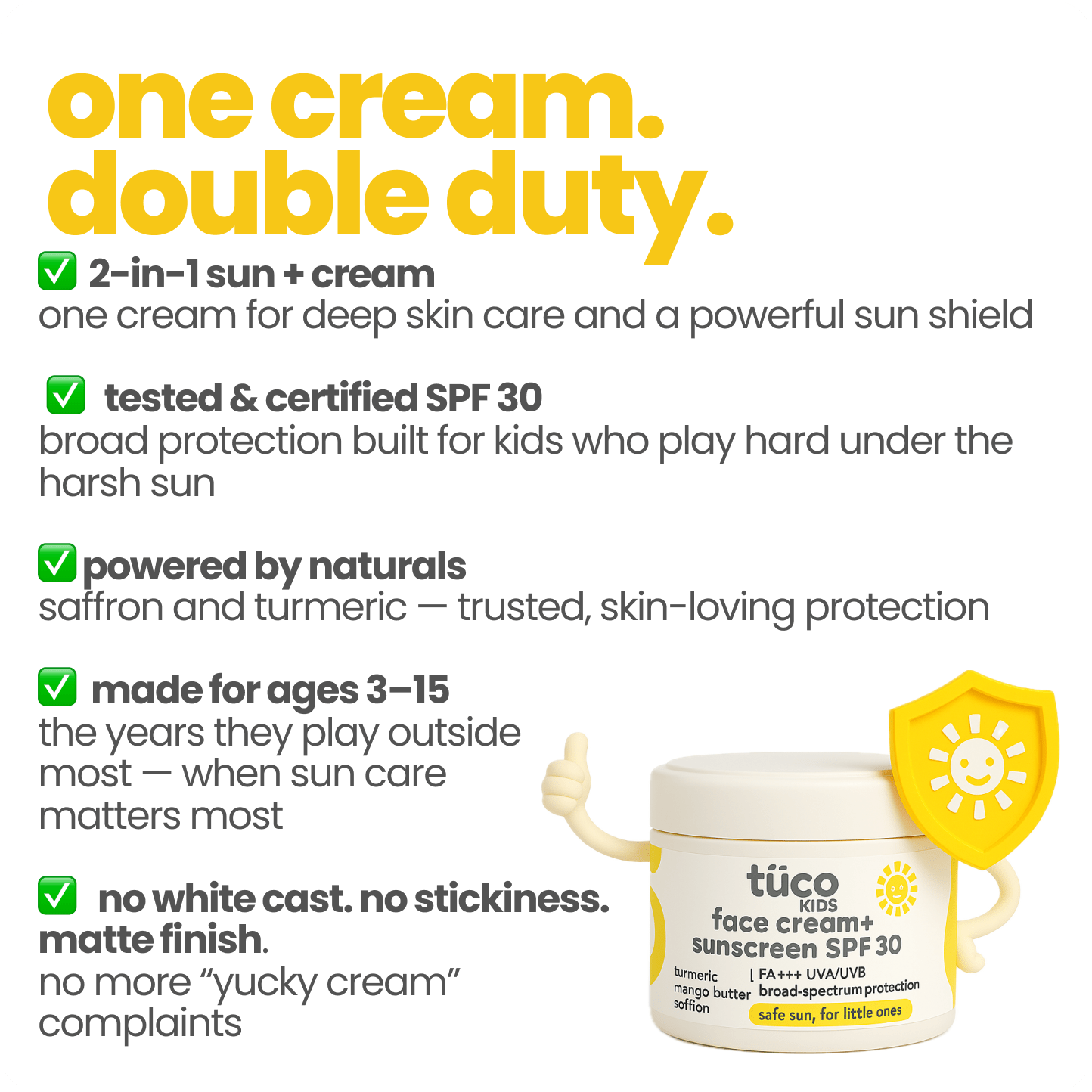 Saffron Face Cream & Sunscreen 50g (SPF - 30)!! - Tuco Kids
