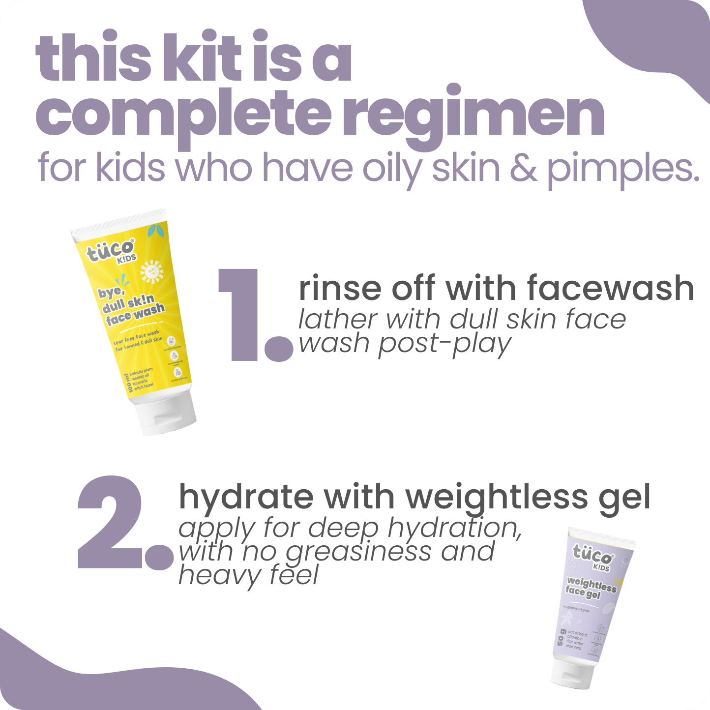 Teen Acne Kit: Dull Skin Face Wash + Weightless Face Gel - Tuco Kids