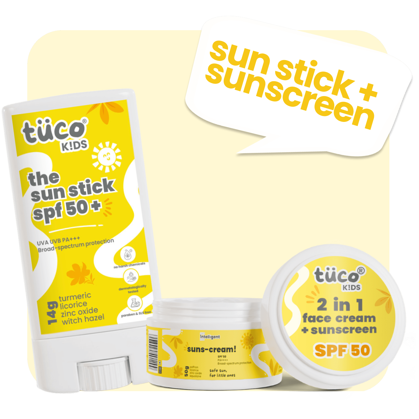 Travel - Friendly Suncreen Stick Combo for Kids SPF50 - Tuco Kids