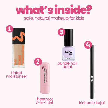 Hazelnut (Medium Shade) Face Tint & Purple Nail Glam Kit