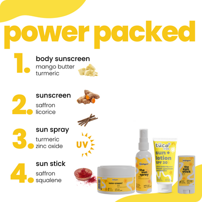 The Whole Package : Sun Lotion + Sunscreen SPF 50 + Sun Spray + Sun Stick