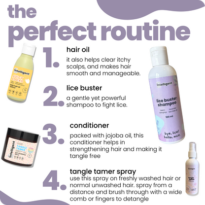 Ultimate Lice Fighter Kit: Lice Shampoo 100ml + Hair Oil 100ml + Conditioner 100g + Hair Detangler 100ml