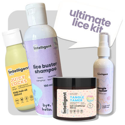 Ultimate Lice Fighter Kit: Lice Shampoo 100ml + Hair Oil 100ml + Conditioner 100g + Hair Detangler 100ml