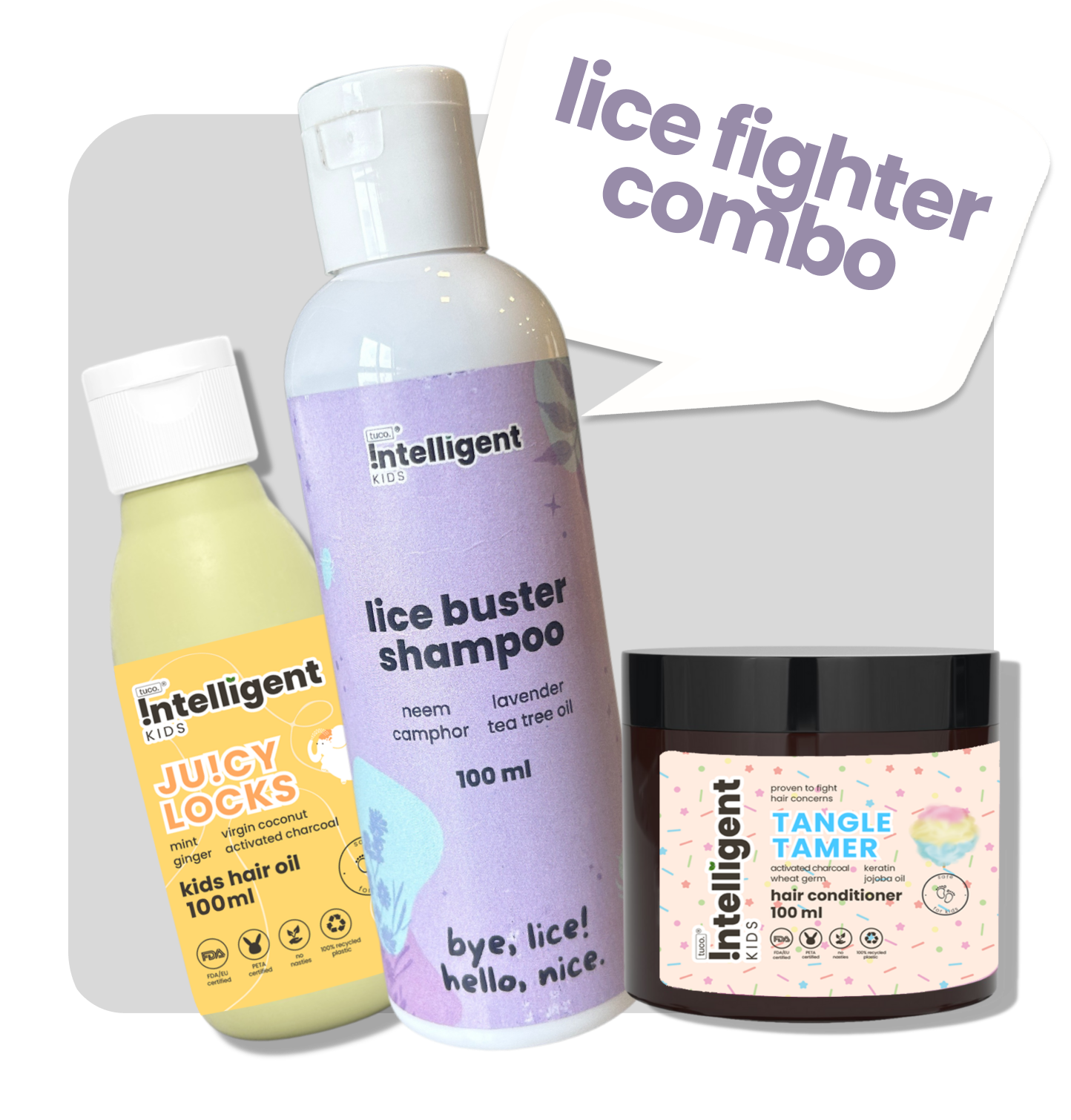 Lice Fighter Combo: Lice Shampoo 100ml + Hair Oil 100ml + Conditioner 100g