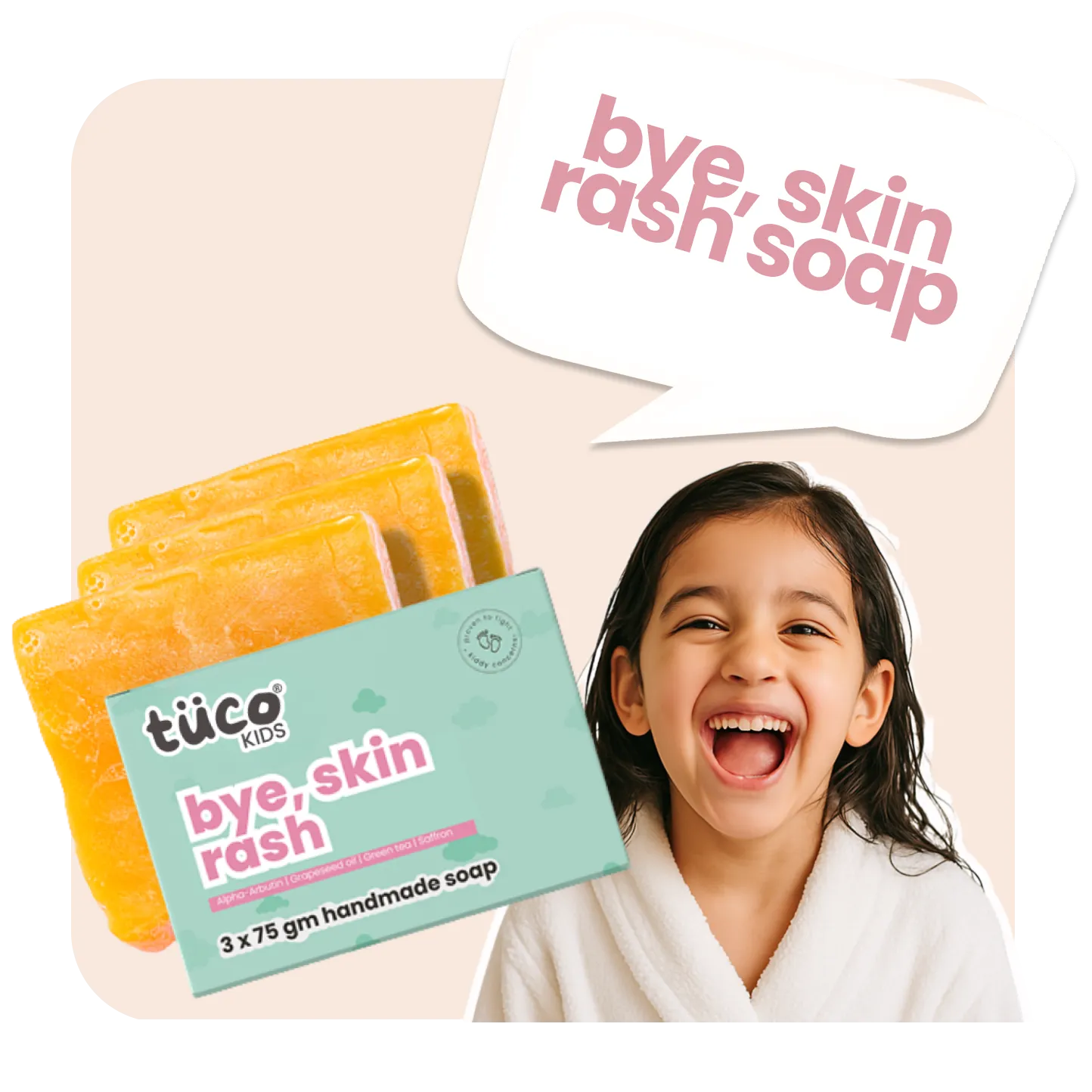 Bye, skin rash natural soap for kids - 3x75g
