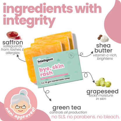 Bye, skin rash natural soap for kids - 3x75g