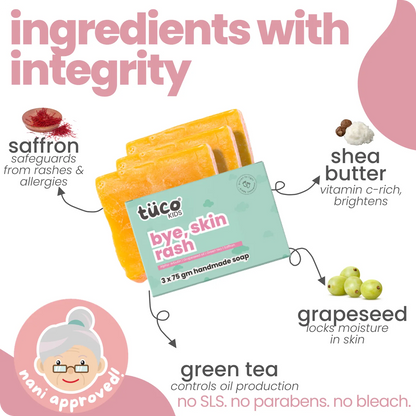Bye, skin rash natural soap for kids - (3x75g)