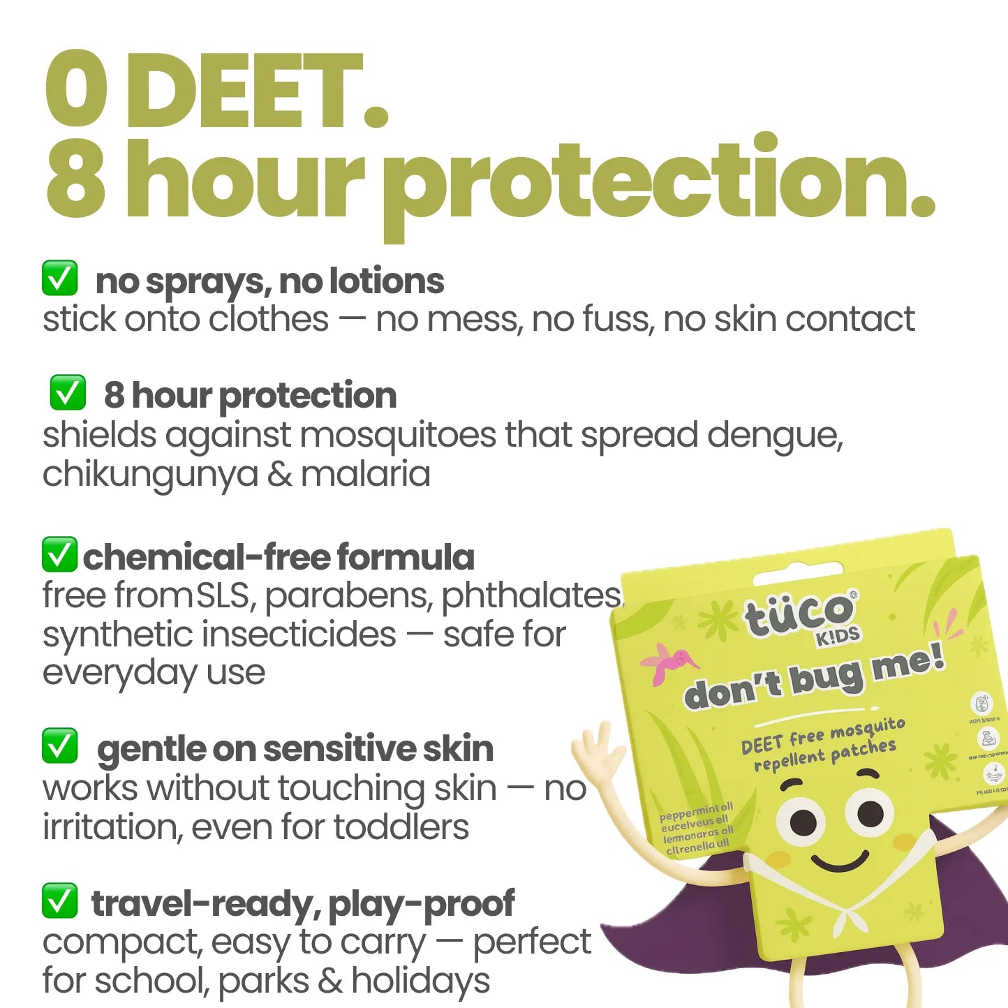 Safe Mosquito Repellent Patches for Kids (Pack of 2 - 24 patches)