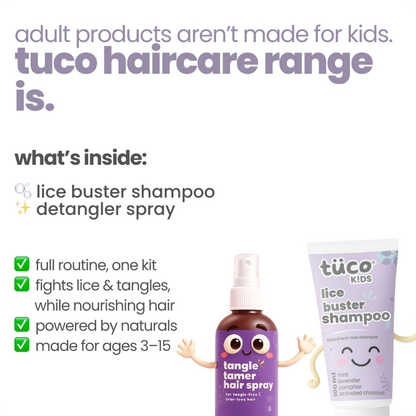 natural lice shampoo + hair detangler for kids