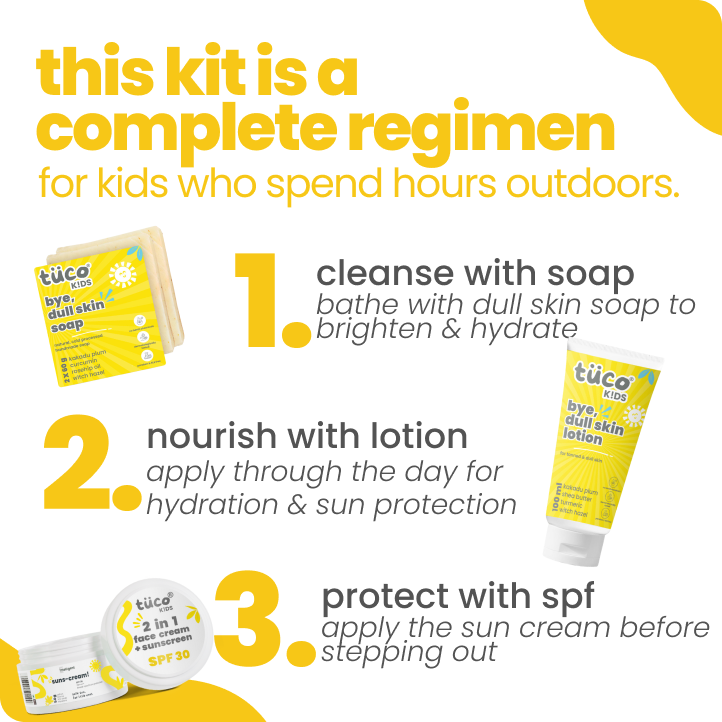 Dull Skin Regimen for Kids: Dull Skin Lotion + Dull Skin Soap + Sunscream SPF 30
