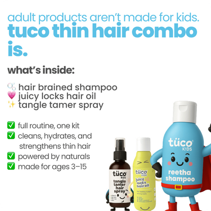 Thin Hair Regimen: Reetha Shampoo + Hair Oil + Tangle Tamer Spray