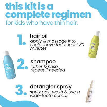 Thin Hair Regimen: Reetha Shampoo + Hair Oil + Tangle Tamer Spray