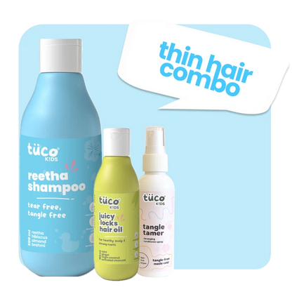 Thin Hair Regimen: Reetha Shampoo + Hair Oil + Tangle Tamer Spray