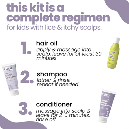 Anti-Lice Regimen: Shampoo + Conditioner + Hair Oil