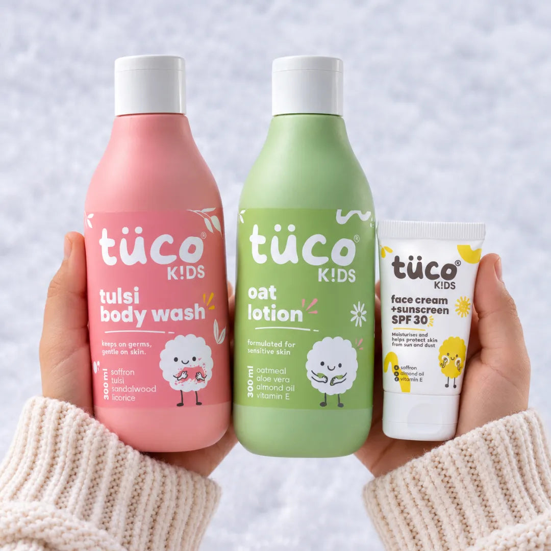 Tuco Kids Daily Winter Kit — Tulsi Body Wash, Oat Lotion and Face Cream + Sunscreen SPF 30