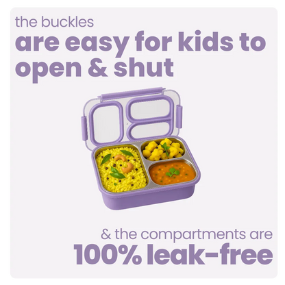 3 Compartment Stainless Steel Bento Lunch Box — image 14 | Tuco Kids