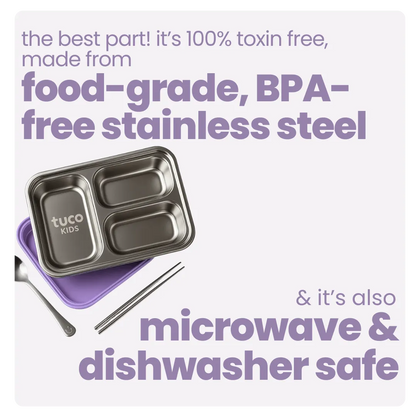 3 Compartment Stainless Steel Bento Lunch Box — image 15 | Tuco Kids