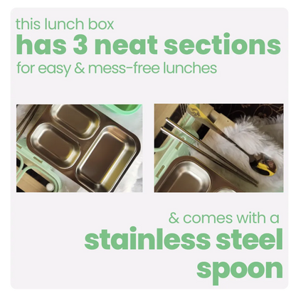 3 Compartment Stainless Steel Bento Lunch Box — image 23 | Tuco Kids