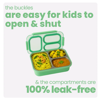 3 Compartment Stainless Steel Bento Lunch Box — image 24 | Tuco Kids