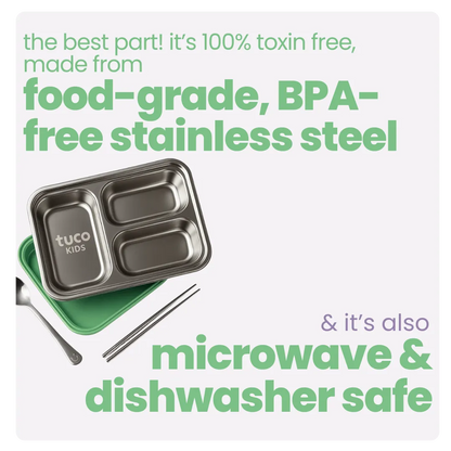 3 Compartment Stainless Steel Bento Lunch Box — image 25 | Tuco Kids