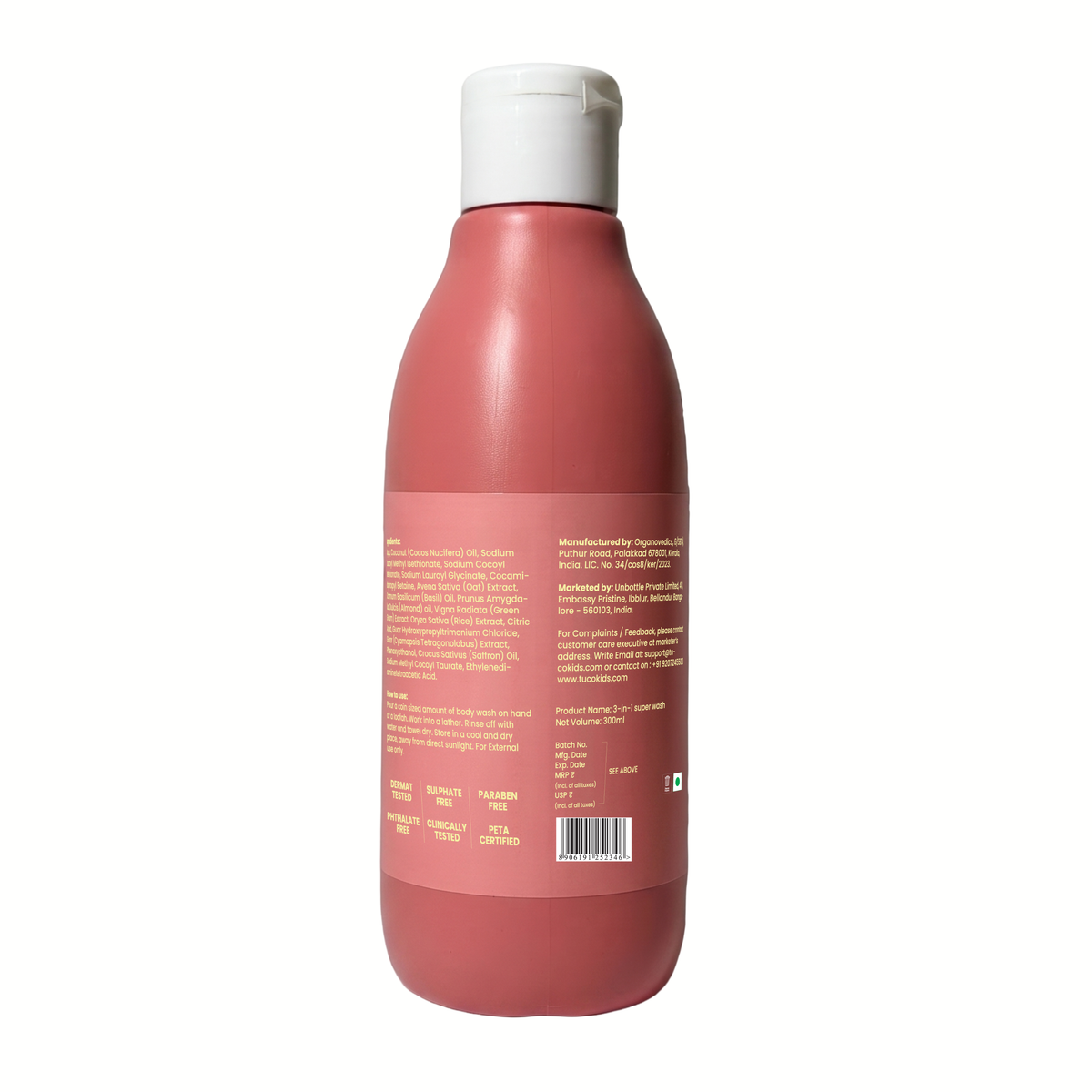 3-in-1 Super Wash for Kids — back of pack, ingredients & product details | Tuco Kids