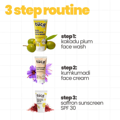 Dull Face kit with SPF 30 routine for kids 