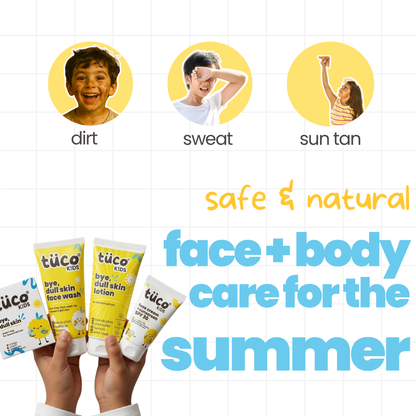 4-in-1 Dull Skin Kit for Kids: Face Wash + Soap + Sunscreen + Lotion — key ingredients | Tuco Kids