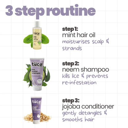 Lice Fighter Combo: Lice Shampoo 100ml + Hair Oil 100ml + Conditioner 100g