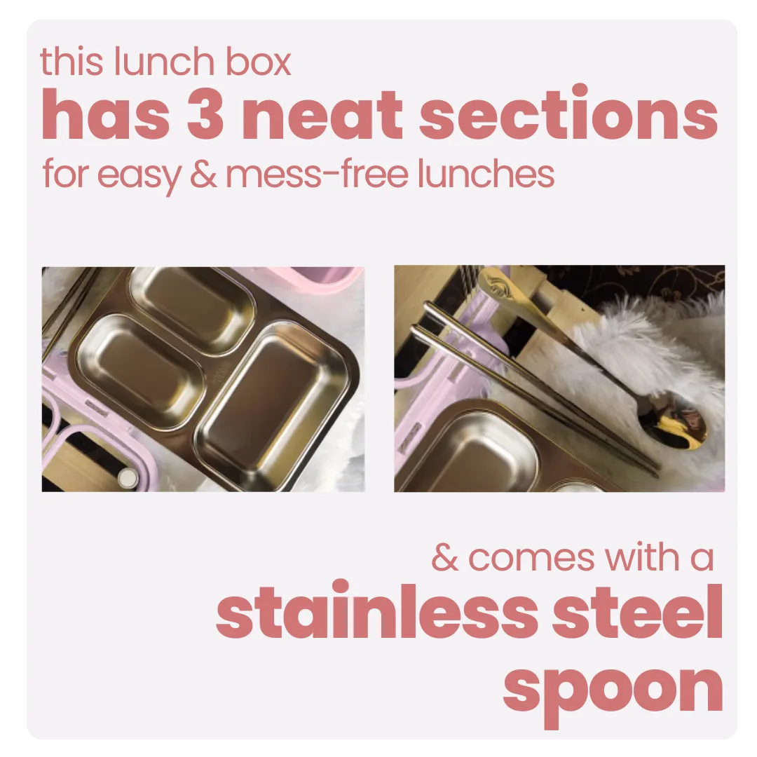 3 Compartment Stainless Steel Bento Lunch Box