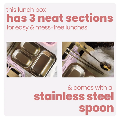 3 Compartment Stainless Steel Bento Lunch Box