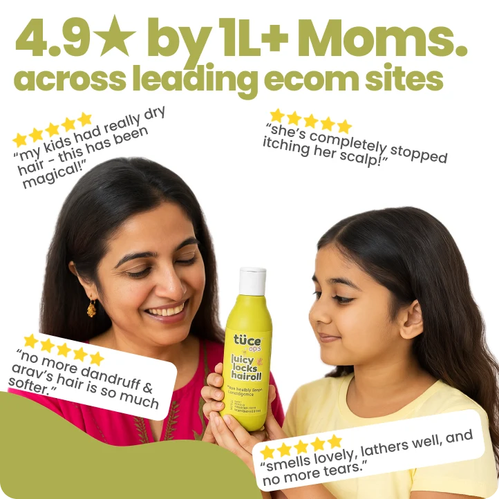 5 lakh moms trust Tuco Kids anti dandruff shampoo for kids - reviews showing scalp results