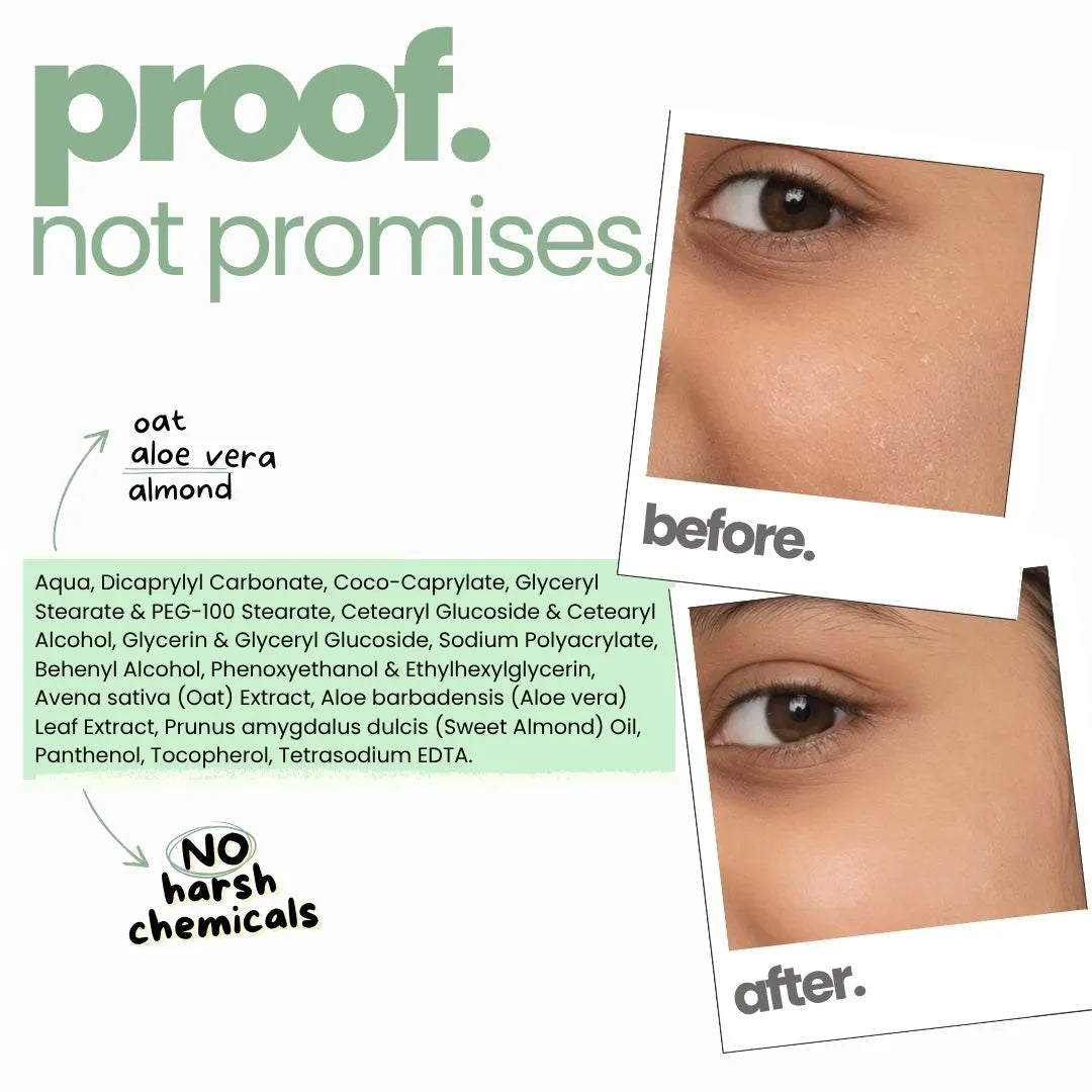 Oat Face Cream before and after, with full ingredient list | Tuco Kids
