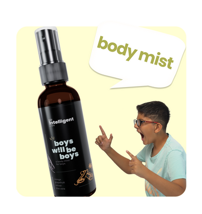 The Boys Will Be Boys Body Mist is a 4-in-1 solution for tween body odor, hydration, and gentle perfume. Made with natural Papaya Extract, Grape Extract, and Vetiver, it provides refreshing, long-lasting odor control for up to 8 hours. Free from hormone disruptors and harsh chemicals, it’s a safe and effective choice to keep your son fresh, confident, and carefree