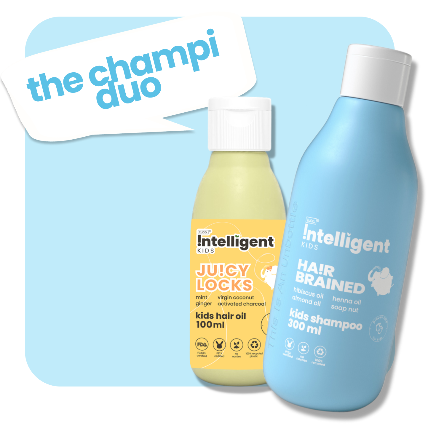 Meet the Tuco Intelligent Champi Duo, perfect for kids aged 3-15. This duo includes Hair Brained Shampoo to cleanse and soothe the scalp, and Juicy Locks Hair Oil to nourish and strengthen hair. Crafted with natural ingredients, it keeps hair soft, manageable, and healthy—free from harsh chemicals!







