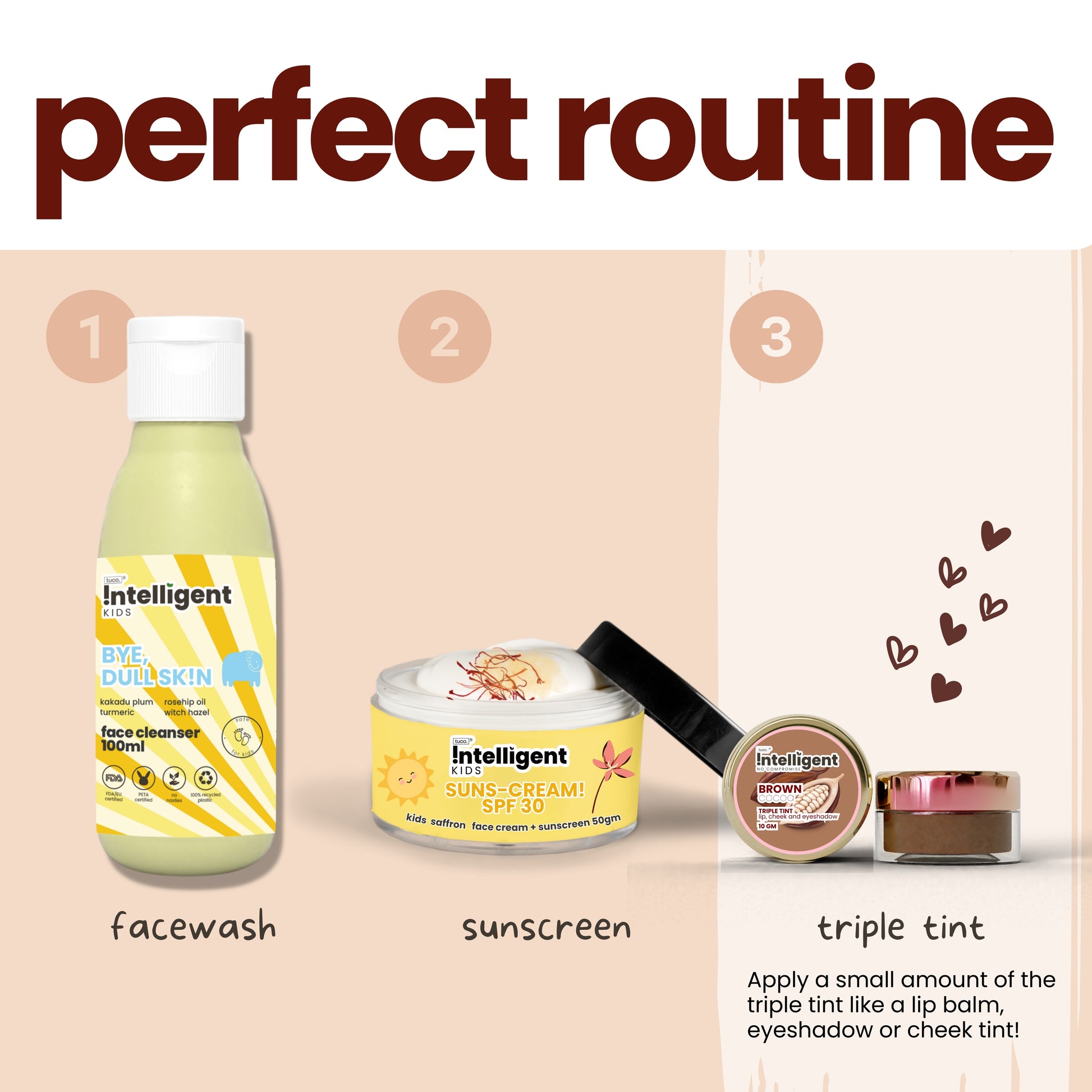 Worried about harsh makeup for your child’s delicate skin? Discover Tuco Intelligent Cocoa Triple Tint, a 100% natural, multi-purpose tint for kids aged 3+. Enriched with Cocoa Extract for vibrant color, and Shea Butter and Alkanet Root to hydrate and nourish, it’s gentle, chemical-free, and perfect for everyday use. Safe, fun, and easy-to-apply!







