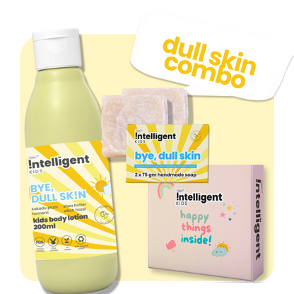 The Tuco Dull Skin Care Gift Pack is a 2-in-1 soap and lotion set crafted for kids aged 3+. Enriched with Turmeric and Shea Butter, it nourishes and revives dull skin, leaving it soft and glowing. Safe, gentle, and free from harsh chemicals, this cruelty-free duo is perfect for your little one’s sensitive skin!







