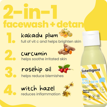 Tired of face washes that irritate your child’s sensitive skin? Tuco Kids Bye Dull Skin Face Wash is crafted for kids aged 3-15. Powered by Kakadu Plum, Rosehip, and Turmeric, it gently cleanses, exfoliates, and brightens delicate skin. Free from SLS, Parabens, and Phthalates, this PETA Certified cruelty-free cleanser keeps skin soft, clear, and hydrated in eco-friendly packaging!







